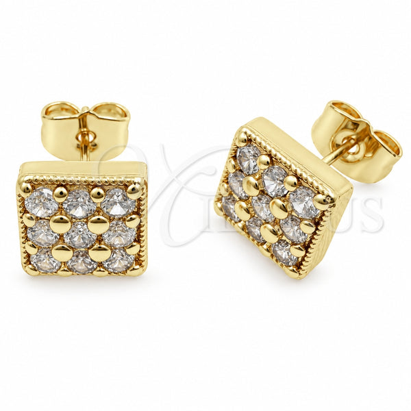 Arete Dormilona 02.344.0252 Oro Laminado, con Zirconia Cubica Blanca, Pulido, Tono Dorado