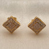 Arete Dormilona 02.344.0254 Oro Laminado, con Zirconia Cubica Blanca, Pulido, Tono Dorado