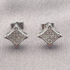 Arete Dormilona 02.344.0256 Oro Laminado Blanco, con Zirconia Cubica Blanca, Pulido, Rodinado