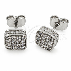 Arete Dormilona 02.344.0257 Oro Laminado Blanco, con Zirconia Cubica Blanca, Pulido, Rodinado