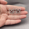 Arete Dormilona 02.344.0180.4 Oro Laminado Blanco, Diseño de Mariposa y Baguette, con Zirconia Cubica Granate y Blanca, Pulido, Rodinado