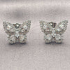 Arete Dormilona 02.344.0180.5 Oro Laminado Blanco, Diseño de Mariposa y Baguette, con Zirconia Cubica Blanca, Pulido, Rodinado