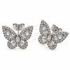 Arete Dormilona 02.344.0180.5 Oro Laminado Blanco, Diseño de Mariposa y Baguette, con Zirconia Cubica Blanca, Pulido, Rodinado