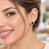 Arete Dormilona 02.283.0151.7 Oro Laminado, Diseño de Trébol de Cuatro Hojas y Cluster, con Zirconia Cubica Verde y Micro Pave Blanca, Pulido, Tono Dorado