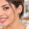 Arete Dormilona 02.283.0151.8 Oro Laminado, Diseño de Trébol de Cuatro Hojas y Cluster, con Zirconia Cubica Granate y Micro Pave Blanca, Pulido, Tono Dorado