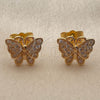 Arete Dormilona 02.344.0210.1 Oro Laminado, Diseño de Mariposa, con Micro Pave Blanca, Pulido, Tono Dorado