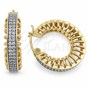 Argolla Pequeña 02.474.0001.1.25 Oro Laminado, con Micro Pave Blanca, Pulido, Dos Tonos