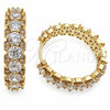 Argolla Huggie 02.474.0002.25 Oro Laminado, Diseño de Cluster, con Zirconia Cubica Blanca y Micro Pave Blanca, Pulido, Tono Dorado