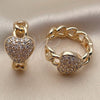 Argolla Huggie 02.474.0004.25 Oro Laminado, Diseño de Corazón y Miami Cubana, con Zirconia Cubica Blanca, Pulido, Tono Dorado