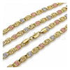 Gargantilla Basica 03.213.0353.24 Oro Laminado, Diseño de Mariner, Diamantado, Tres Tonos (Grosor 05.2 MM, 24 Pulgadas de Largo)