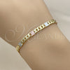 Pulsera Elegante 04.213.0390.07 Oro Laminado, Diseño de Miami Cubana y Mariner, Diamantado, Tres Tonos (Grosor 04.4 MM, 8 Pulgadas de Largo)