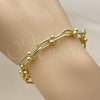 Pulsera Elegante 03.213.0456.07 Oro Laminado, Diseño de Herradura y Oval y Bola, Pulido, Tono Dorado (Grosor 08 MM, 7 Pulgadas de Largo)