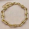 Pulsera Elegante 03.213.0456.07 Oro Laminado, Diseño de Herradura y Oval y Bola, Pulido, Tono Dorado (Grosor 08 MM, 7 Pulgadas de Largo)