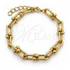 Pulsera Elegante 03.213.0456.07 Oro Laminado, Diseño de Herradura y Oval y Bola, Pulido, Tono Dorado (Grosor 08 MM, 7 Pulgadas de Largo)