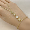 Pulsera Elegante 03.60.0192.07 Oro Laminado, Diseño de Trébol de Cuatro Hojas y Rolo, con Zirconia Cubica Blanca, Pulido, Tono Dorado (Grosor 02 MM, 7 Pulgadas de Largo)