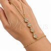 Pulsera Elegante 03.60.0192.07 Oro Laminado, Diseño de Trébol de Cuatro Hojas y Rolo, con Zirconia Cubica Blanca, Pulido, Tono Dorado (Grosor 02 MM, 7 Pulgadas de Largo)