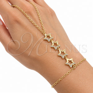 Pulsera Elegante 03.60.0200.07 Oro Laminado, Diseño de Estrella y Rolo, con Zirconia Cubica Blanca, Pulido, Tono Dorado (Grosor 02 MM, 7 Pulgadas de Largo)