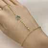 Pulsera Elegante 03.60.0203.07 Oro Laminado, Diseño de Mariposa y Bola, con Micro Pave Zafiro Azul y Turquoise, Pulido, Tono Dorado (Grosor 01.5 MM, 8 Pulgadas de Largo)