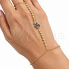 Pulsera Elegante 03.60.0203.07 Oro Laminado, Diseño de Mariposa y Bola, con Micro Pave Zafiro Azul y Turquoise, Pulido, Tono Dorado (Grosor 01.5 MM, 8 Pulgadas de Largo)
