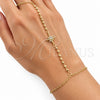 Pulsera Elegante 03.60.0205.07 Oro Laminado, Diseño de Estrella y Bola, con Zirconia Cubica Blanca y Micro Pave Blanca, Pulido, Tono Dorado (Grosor 01.5 MM, 8 Pulgadas de Largo)