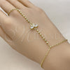 Pulsera Elegante 03.60.0207.07 Oro Laminado, Diseño de Mariposa y Bola, con Zirconia Cubica Blanca, Pulido, Tono Dorado (Grosor 01.5 MM, 8 Pulgadas de Largo)