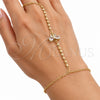 Pulsera Elegante 03.60.0207.07 Oro Laminado, Diseño de Mariposa y Bola, con Zirconia Cubica Blanca, Pulido, Tono Dorado (Grosor 01.5 MM, 8 Pulgadas de Largo)
