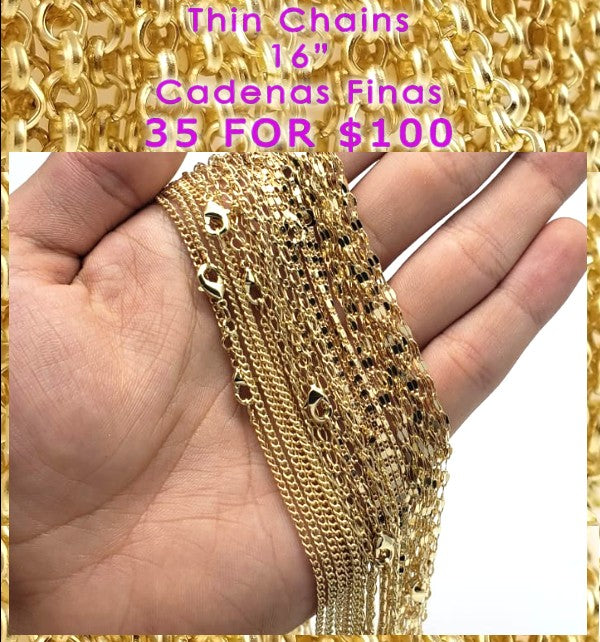 Kit Surtido de 16 Cadenas finas de Oro Laminado al por mayor — SKU 132102