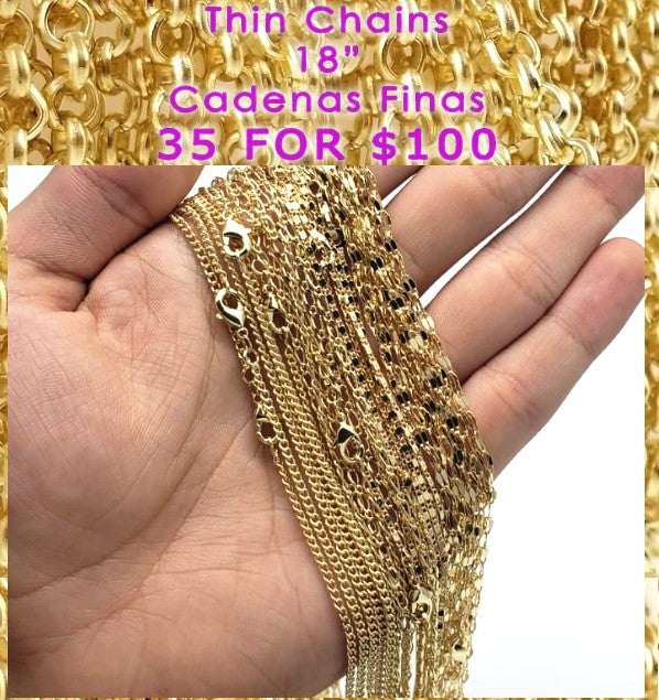 Kit Surtido de 18 Cadenas finas de Oro Laminado al por mayor — SKU 132103