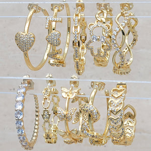 Kit Surtido de 14 Pares de Argollas con Zirconia de Oro Laminado al por mayor — SKU 148655