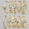 Kit Surtido de 14 Pares de Argollas con Zirconia de Oro Laminado al por mayor — SKU 148655