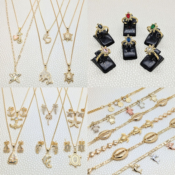 Kit Surtido de 24 Piezas Marinas de Oro Laminado al por mayor — SKU 157066