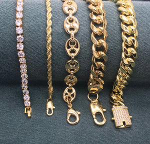 Kit Surtido de 5 Pulseras para caballero de Oro Laminado al por mayor — SKU 132089