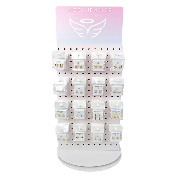 Kit Surtido de 160 Argollas Huggies de Oro Laminado con Exhibidor Giratorio al por mayor — SKU 157159