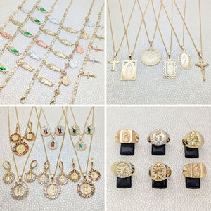 Kit Surtido de 24 Dijes Religiosos de Oro Laminado al por mayor — SKU 157015