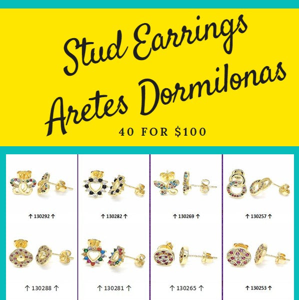 Kit Surtido de 40 Aretes de Botón al por mayor — SKU 132095