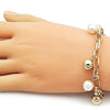 Pulsera de Dije 03.331.0333.07 Oro Laminado, Diseño de Bola, con Perla Marfil, Pulido, Dorado