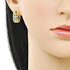 Argolla Huggie 02.283.0266.18 Oro Laminado, con Micro Pave Blanca, Pulido, Dorado