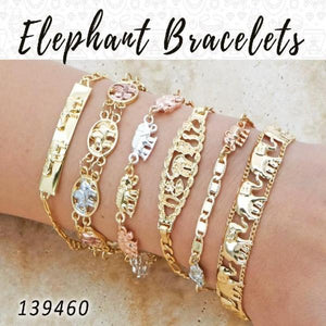 Kit Surtido de 20 Pulseras de Elefante de Oro Laminado al por mayor — SKU 139460