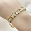 Pulsera Tennis 03.284.0060.07 Oro Laminado, Diseño de Cereza, con Micro Pave Blanca, Pulido, Dorado