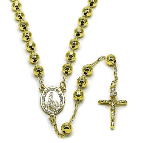 Rosario Mediano 09.213.0060.24 Oro Laminado, Diseño de Caridad del Cobre y Crucifijo, Diseño de Caridad del Cobre, Pulido, Dorado