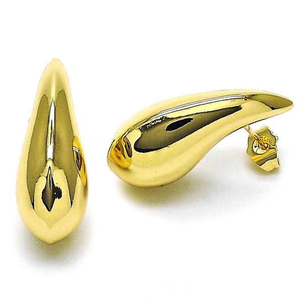 Arete Dormilona 02.428.0039 Oro Laminado, Diseño de Gota y Hueco, Diseño de Gota, Pulido, Dorado
