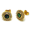 Arete Dormilona 02.344.0172 Oro Laminado, Diseño de Cluster, con Zirconia Cubica Verde y Blanca, Pulido, Dorado