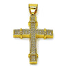 Dije Religioso 05.342.0219 Oro Laminado, Diseño de Cruz, con Micro Pave Blanca, Pulido, Dorado