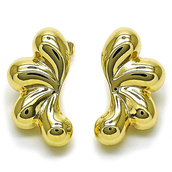 Arete Dormilona 02.428.0035 Oro Laminado, Diseño de Hueco, Pulido, Dorado