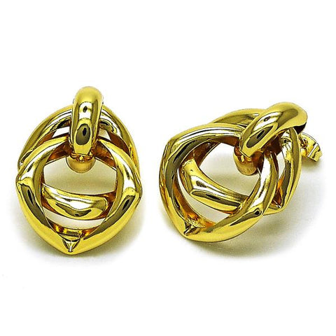 Arete Dormilona 02.282.0036 Oro Laminado, Diseño de Hueco, Pulido, Dorado