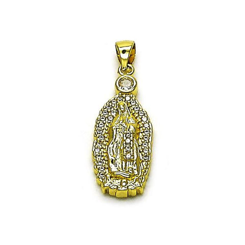 Dije Religioso 05.156.0210 Oro Laminado, Diseño de Guadalupe, con Zirconia Cubica Blanca, Pulido, Dorado