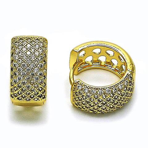 Argolla Huggie 02.283.0261.20 Oro Laminado, Diseño de Corazon, con Zirconia Cubica Blanca, Pulido, Dorado