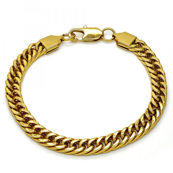 Pulsera Básica 03.256.0001.09 Acero Inoxidable, Diseño de Cubana, Pulido, Dorado
