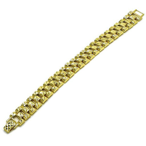 Pulsera Solida 03.213.0376.08 Oro Laminado, Diamantado, Dorado