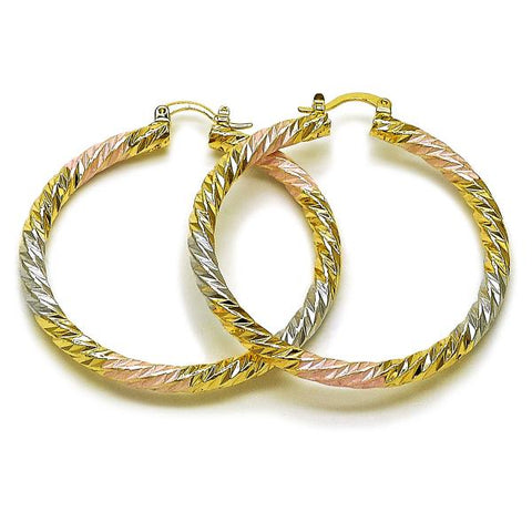 Argolla Grande 02.170.0567.1.50 Oro Laminado, Diamantado, Tricolor